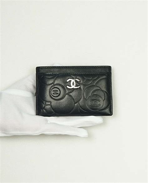 chanel camellia embossed card holder|CHANEL Caviar Camellia Embossed Card Holder Red.